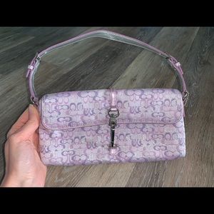 Lilac Purple Metallic Silver COACH Signature Purse